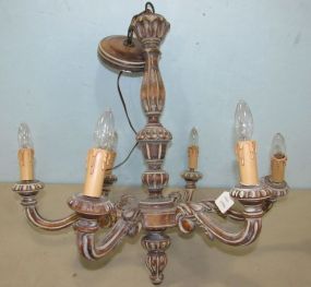 Distressed Resin Six Arm Chandelier
