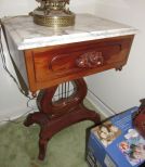 Victorian Reproduction Rose Carved Marble Top End Table