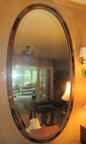 Oval Black Painted Asian Design Mirror
