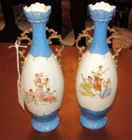 German Hand Painted Porcelain Vases