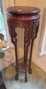 Tall Asian Style Carved Plant Stand