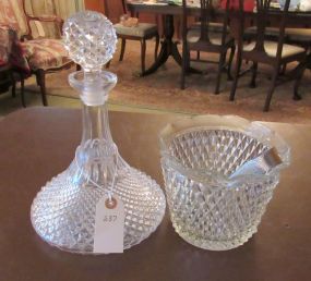 Pressed Glass Decanter and Ice Bucket