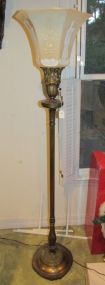 Vintage Luster Torchiere Brass Floor Lamp