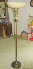 Vintage Luster Torchiere Brass Floor Lamp