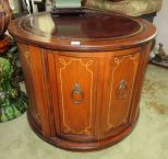 Round Leather Top End Table