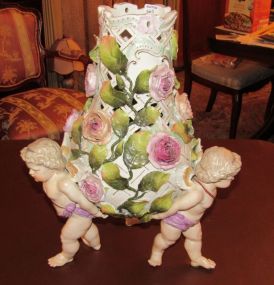 German Made Porcelain Cherub  Decorative Vase
