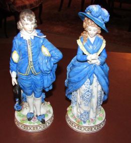 Porcelain Hand Painted Lady and Gent Figurines