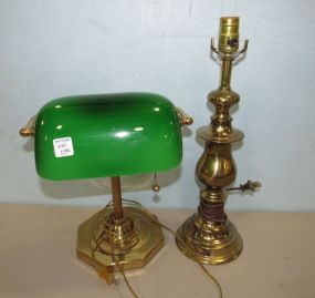 Brass Lawyers Desk Lamp and Brass Table Lamp