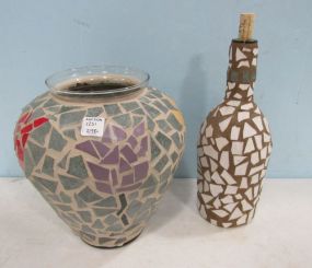 Mosaic Design Vase and Decanter