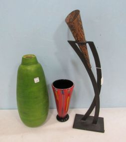 Two Decor Vase, and Decorative Metal Stand