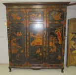 Vintage Chinoiserie Painted Wardrobe