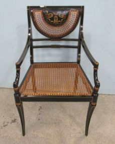 Hitchcock Style Cane Bottom Arm Chair