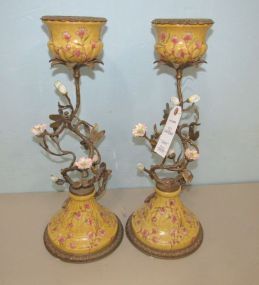 Mark Roberts Ceramic and Metal Candle Stands