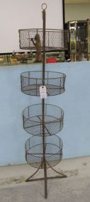 Wrought Iron Basket Display Rack