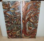 Pair of Abstract Unframed Wall Art