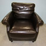 Faux Brown Leather Arm Chair