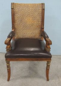 Woven Back French Style Arm Chair