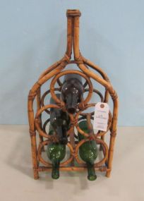 Bamboo Style Wine Rack and Bottles