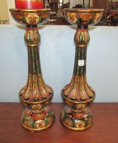 Modern Resin Hand Painted Pair of Candle Holders
