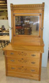 Vintage Three Drawer Oak Dresser