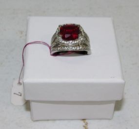 Impressive Dinner Ring With Red Center Stone