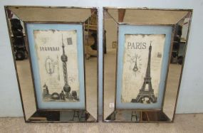 Pair of Mirrored Framed Decor Art