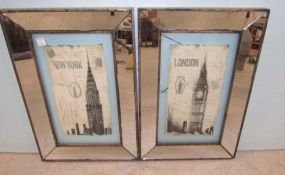 Pair of Mirrored Framed Decor Art