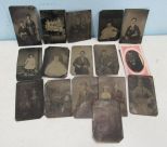 16 Antique Tin Type Photos