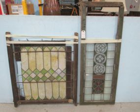 Two Leaded Stain Glass framed Panels