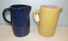 Yellow Stoneware Pitcher and Navy Stoneware Pitcher