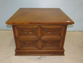 Square Maple Two Drawer Side Table