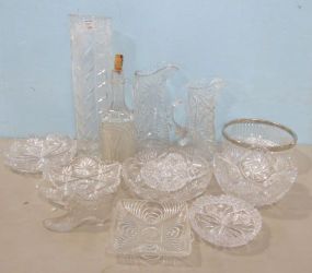Group of Pressed and Etched Glass Pieces