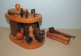 Pipe Stand with Tobacco Jar