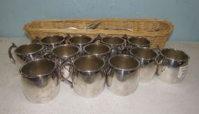 Twelve Silver Plate Punch Cups and Old Company Flatware Set