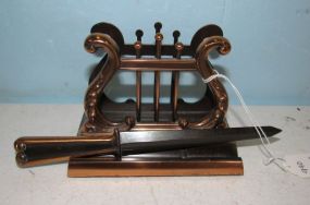 Brass Harp Letter Stand And Opener