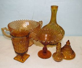Five Amber Glass Pieces