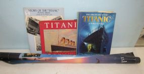Three Titanic History Books and Large Poster