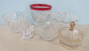 Six Crystal Bowls and Jars