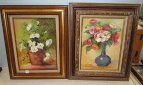 Two Oil Paintings of Flowers