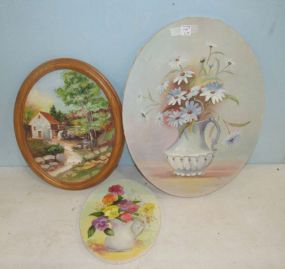 Three Oval Oil Paintings