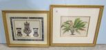 Gold Framed Print of Urns and Print of Dracaena Princess Margaret