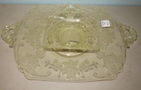 Yellow Depression Serving Tray and Dish