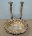 W & S Blackinton Silver Plate Dish and Silver Plate Candleholders