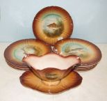 Franz Anton Mehlem Royal Bonn Germany Fish Plates