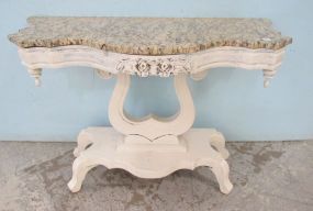 Painted Marble Top Demi Lune Table