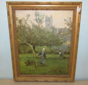 Framed European Scene with Girl