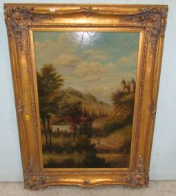 Large Gold Gilt Framed Giclee Painting