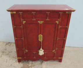 Red Painted Oriental Display Cabinet