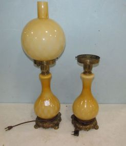 Pair of Vintage Orange Hurricane Table Lamps