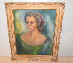 R. Lew Oil Painting of Woman